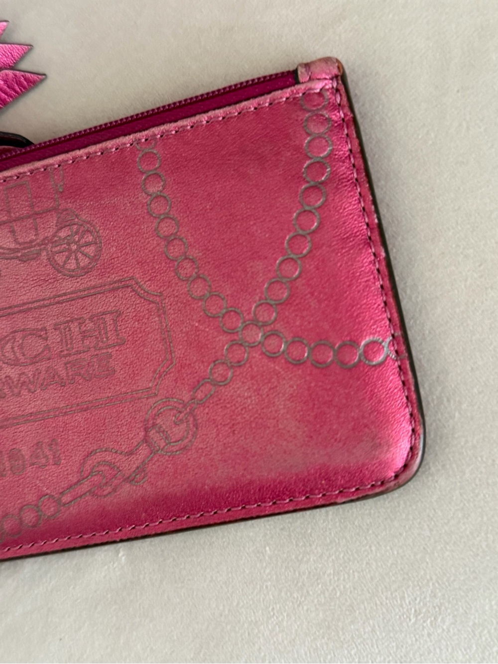 COACH Legacy Pink Metallic Tassel Keychain Wallet - Picture 5 of 16
